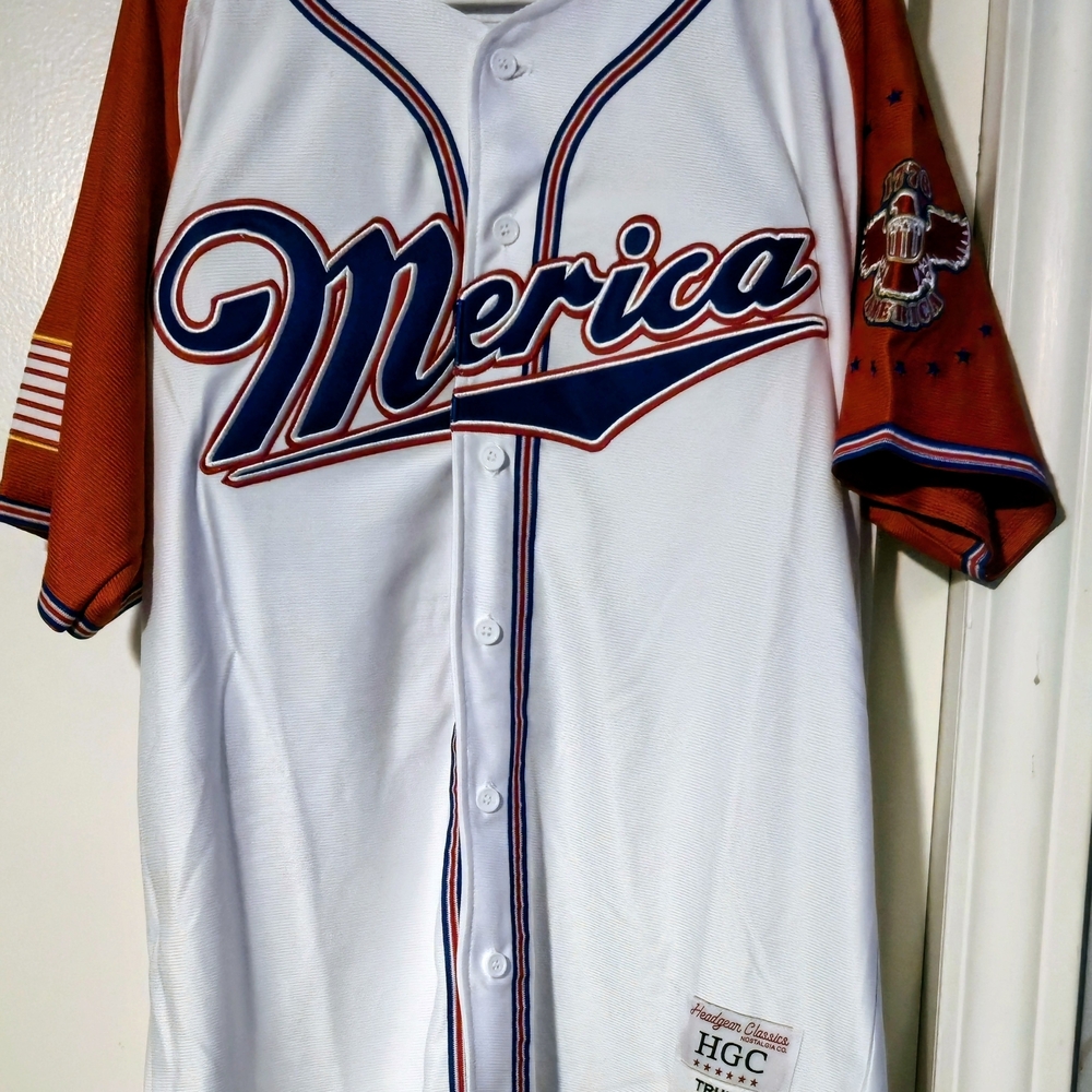 Donald Trump 'Merica Baseball Jersey with Red Sleeves